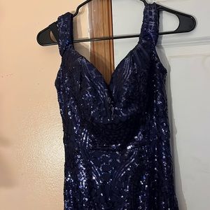 blue with accents prom dress